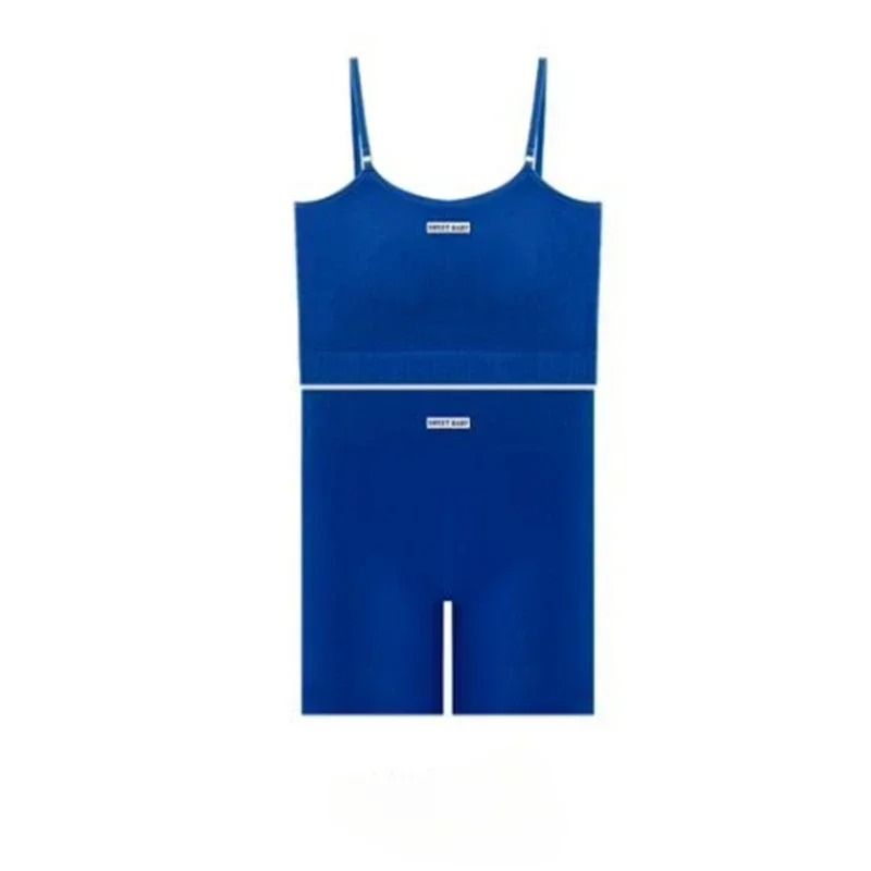 Women Seamless Yoga Wear Set with Halter Vest and Pants
