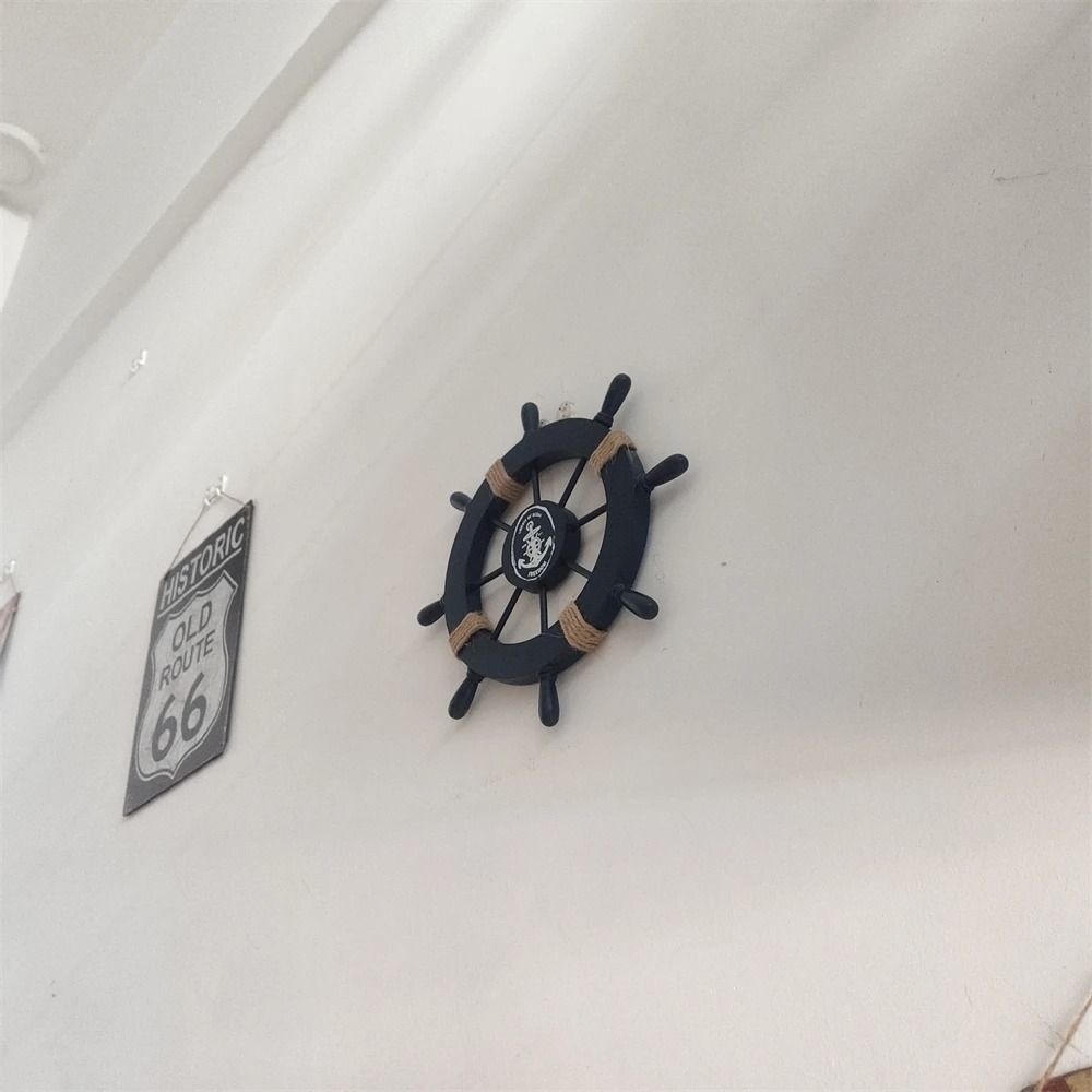 Retro Mediterranean Wooden Ship Helm Timeless Nautical Wall Art