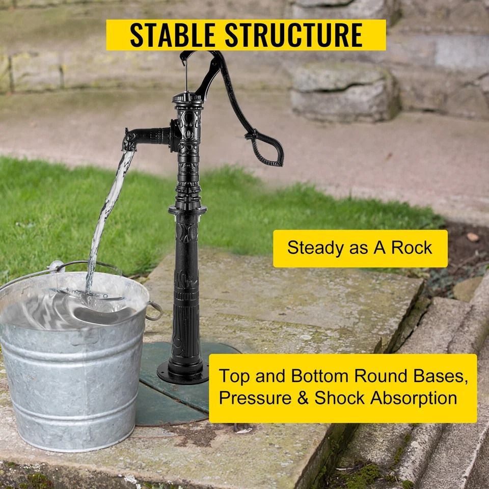 Cast Iron Garden Hand Water Pump Stand Black Well Fountain Booster
