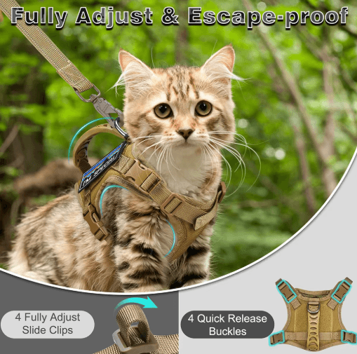 Tactical Escape-Proof Cat Harness with Control Handle
