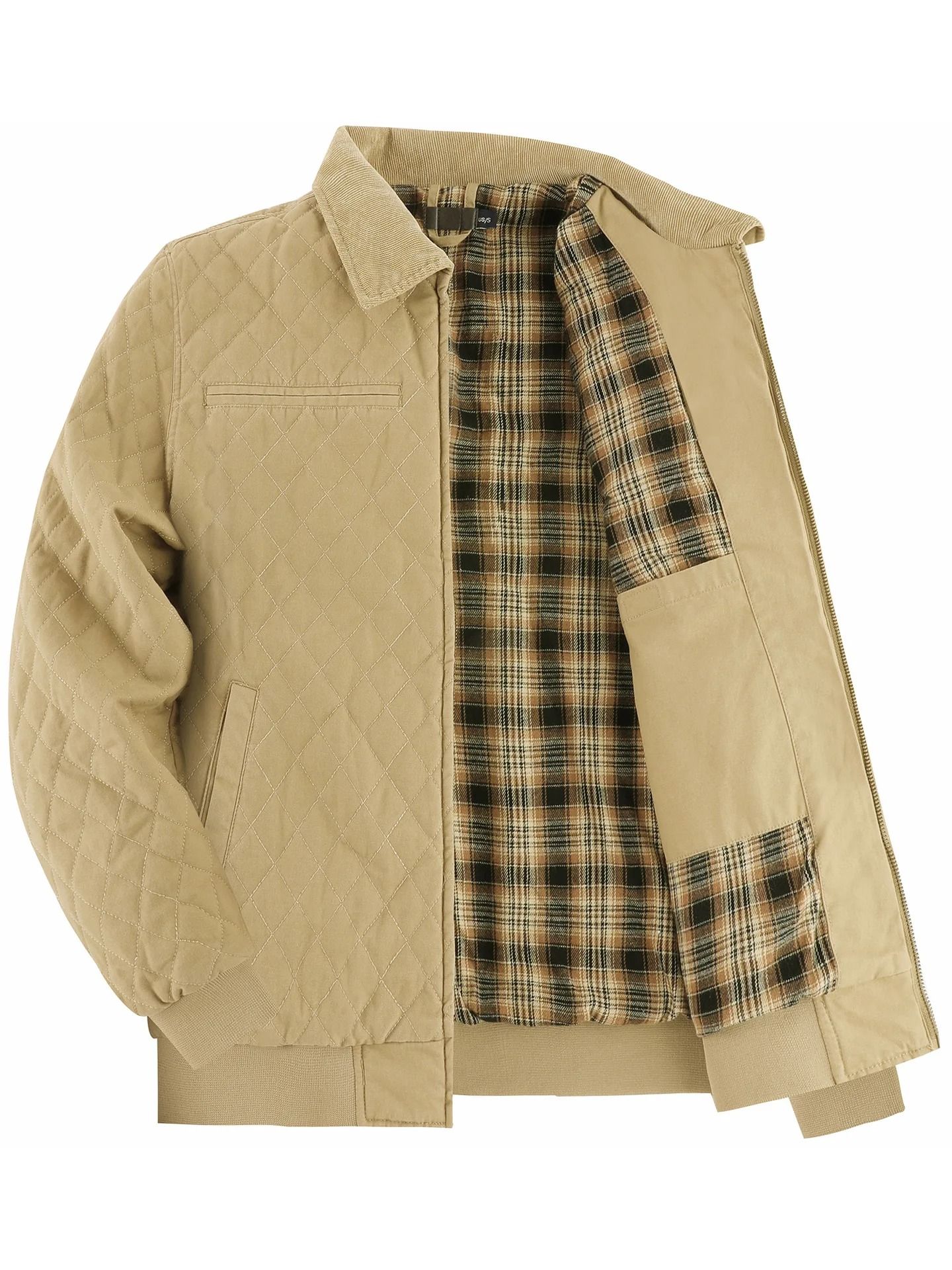 Men Winter Thick Cotton Zip Jacket with Warm Flannel Lining