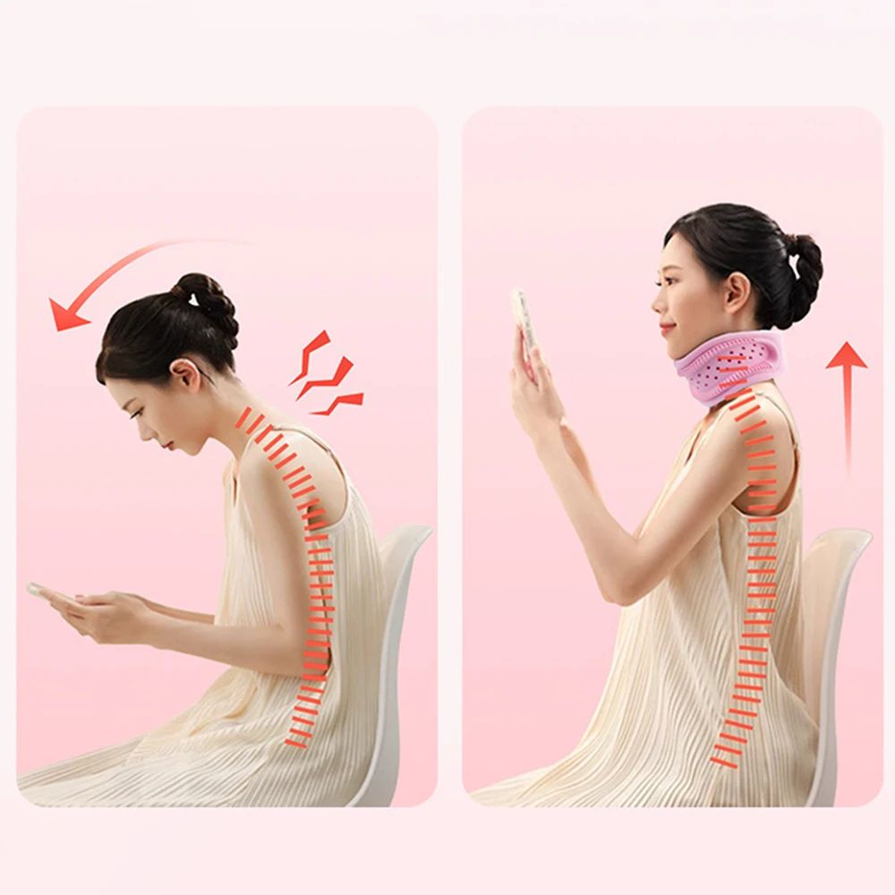 Adjustable Cervical Neck Brace for Posture Correction Forward Head Support Breathable Neck Protector for Daily Use