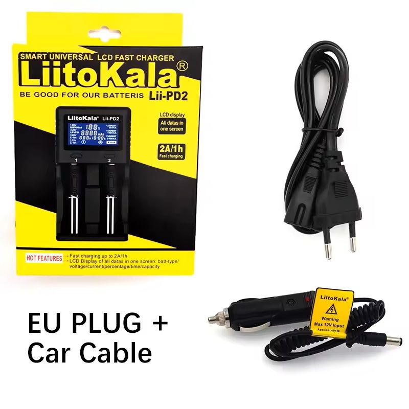 Universal Dual Slot Smart Battery Charger Compatible with Liion LiFePO4 and NiMH Cells