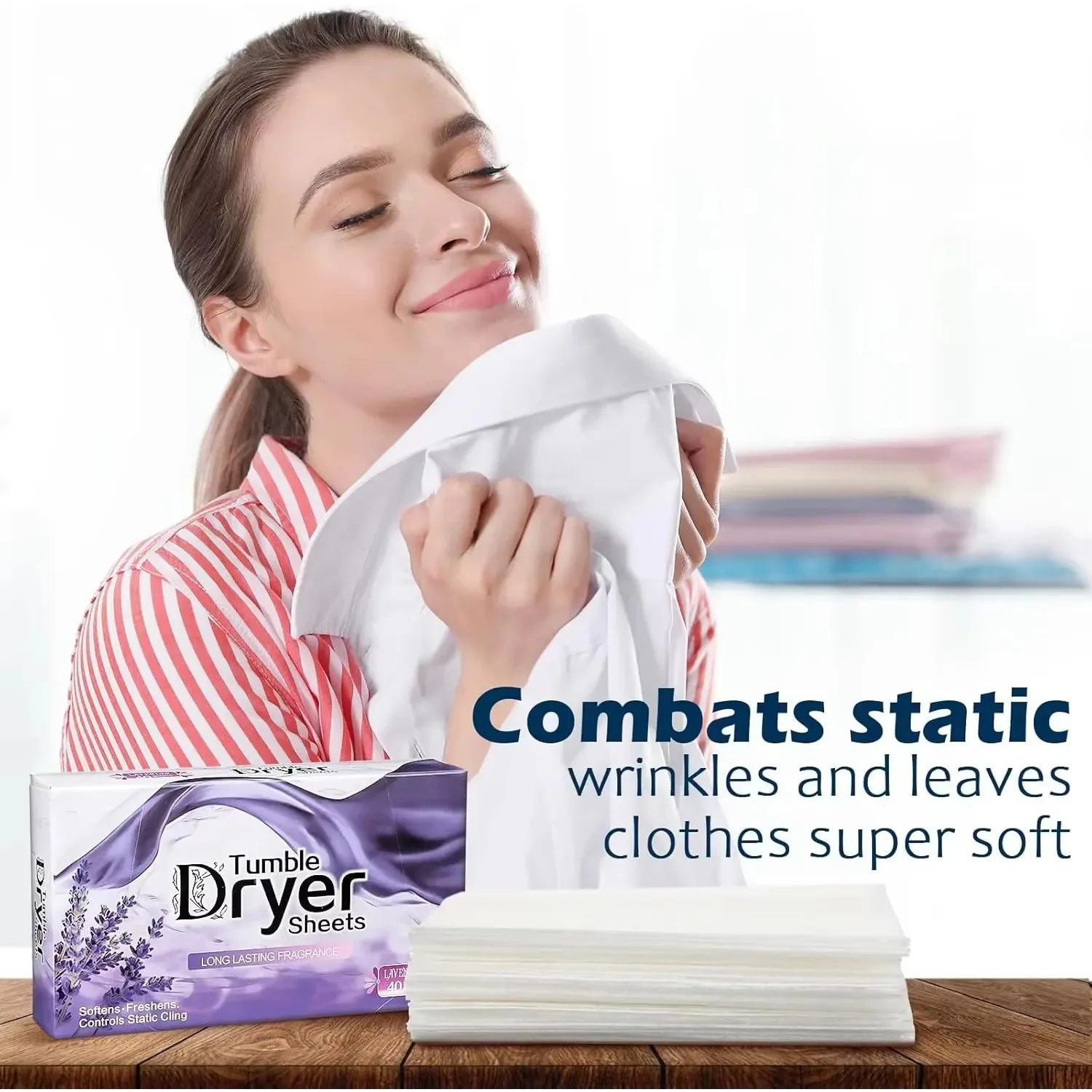 Natural Lavender Dryer Sheets Bulk – Plant-Based Fabric Softener + Fresh Scent Laundry Care