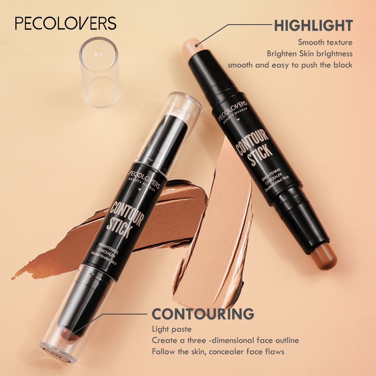 Contouring Stick Double-Headed Concealer Highlighter for Nose Bridge and V-Face Contouring