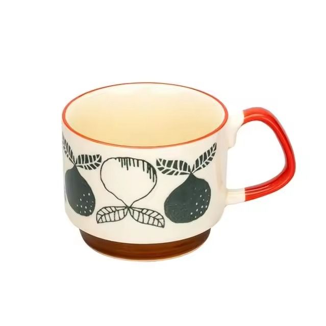 Japanese Flower Retro Ceramic Mug Set 300ml Stylish Drinkware