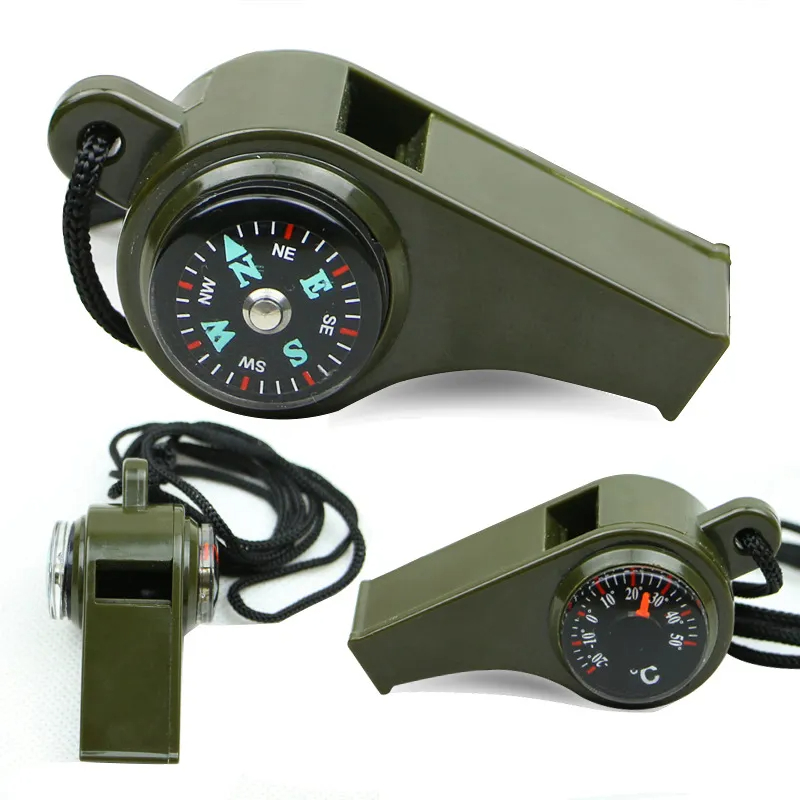 Emergency Survival Whistle with Compass & Thermometer Outdoor Camping & Hiking Essential