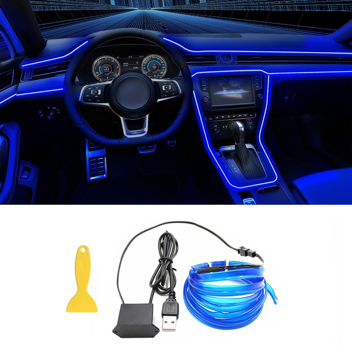 Car Interior LED Strip Light  Flexible USB Ambient Light for Auto, DIY Neon Decorative Lamp