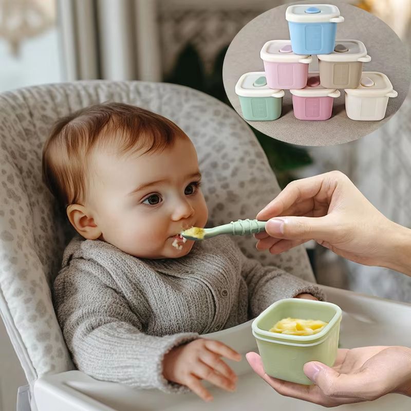 4 fl oz Silicone Baby Food Storage Container Reusable Freezer Safe Infant Snack & Puree Pot