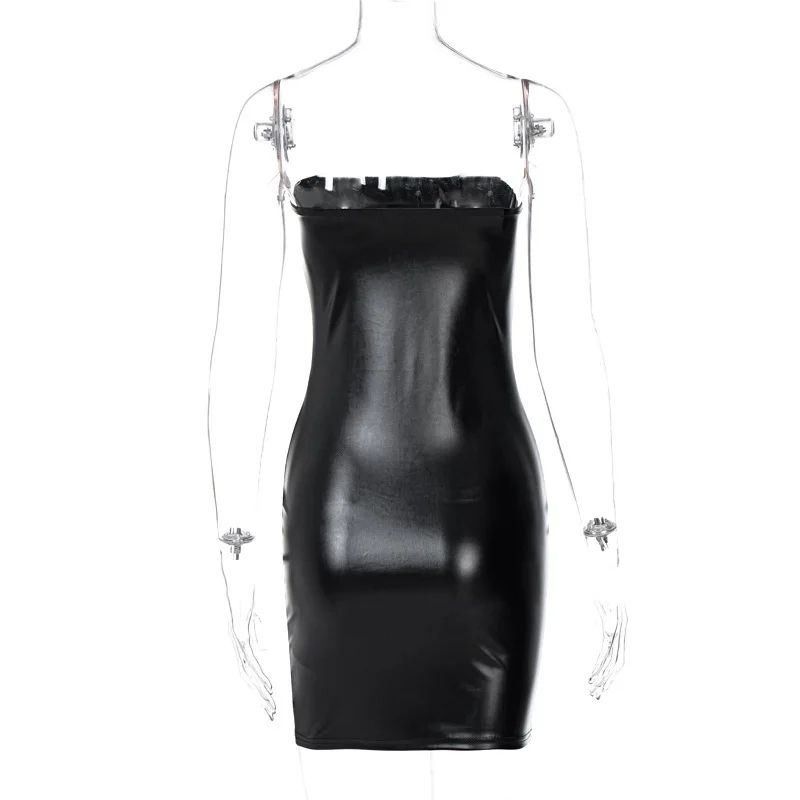 Midnight Muse Strapless PU Leather Bodycon Mini Dress