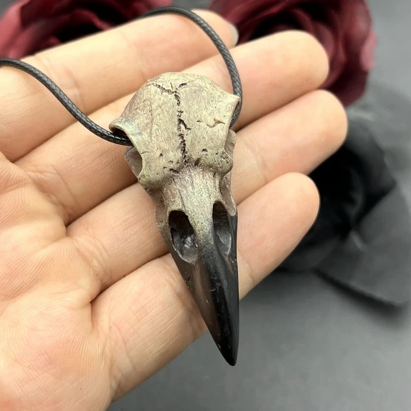 3D Gothic Raven Skull Necklace Replica in Resin for Halloween or Everyday Wear