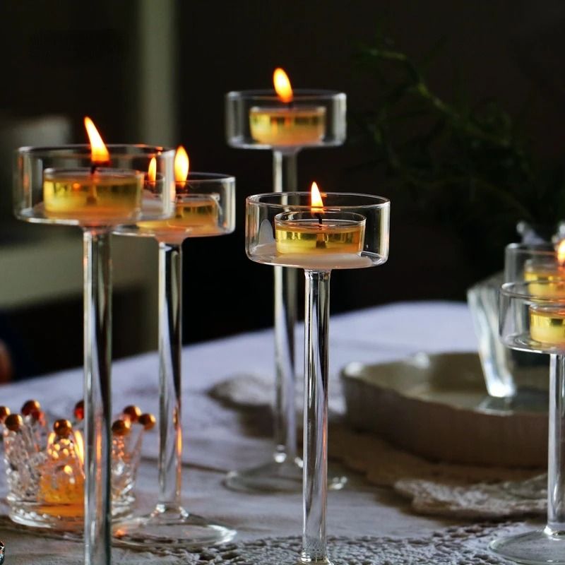 Glass Candle Holders Set