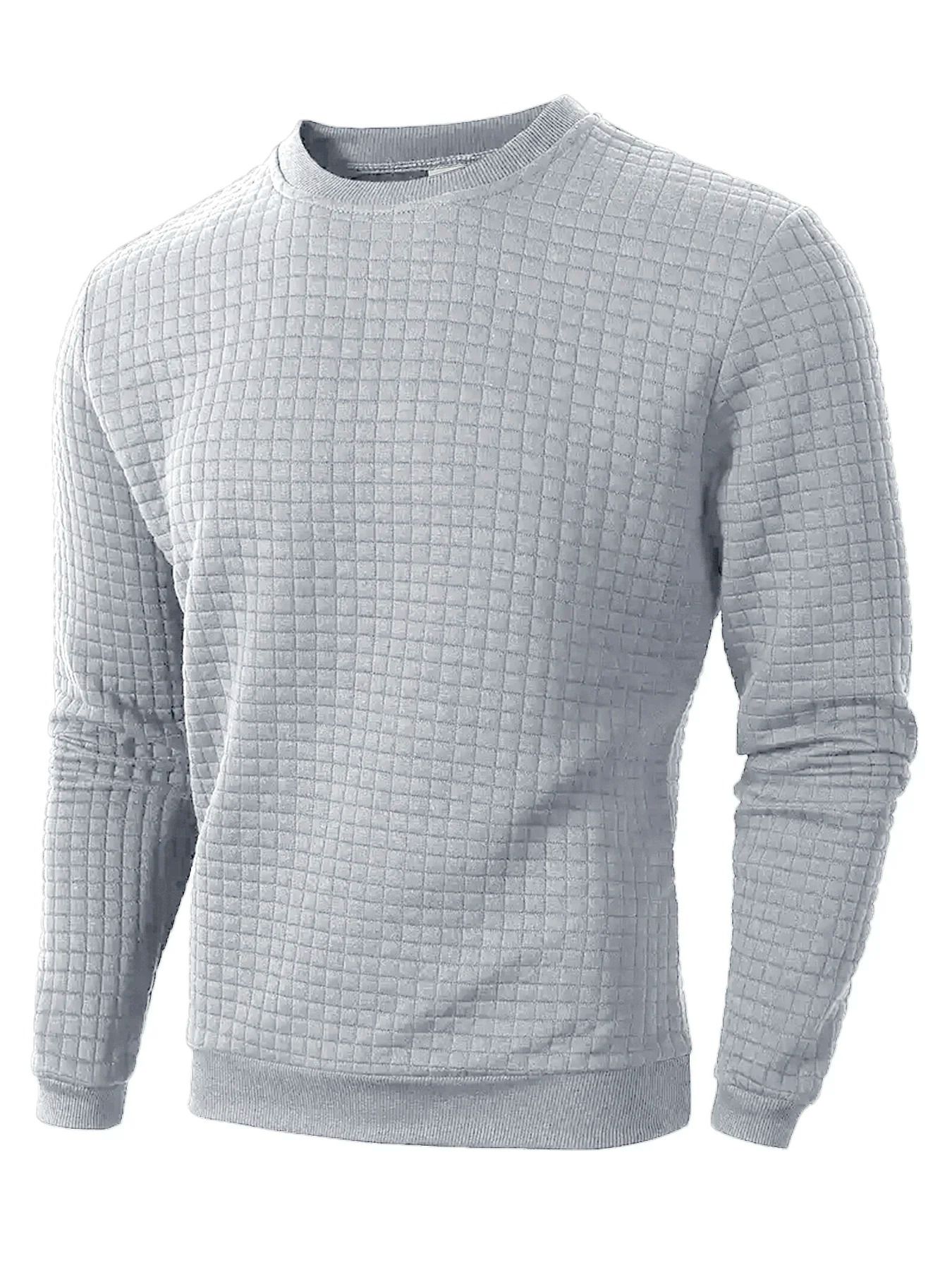 Mens Jacquard Knit Sweater Crew Neck Slim Fit Casual Pullover