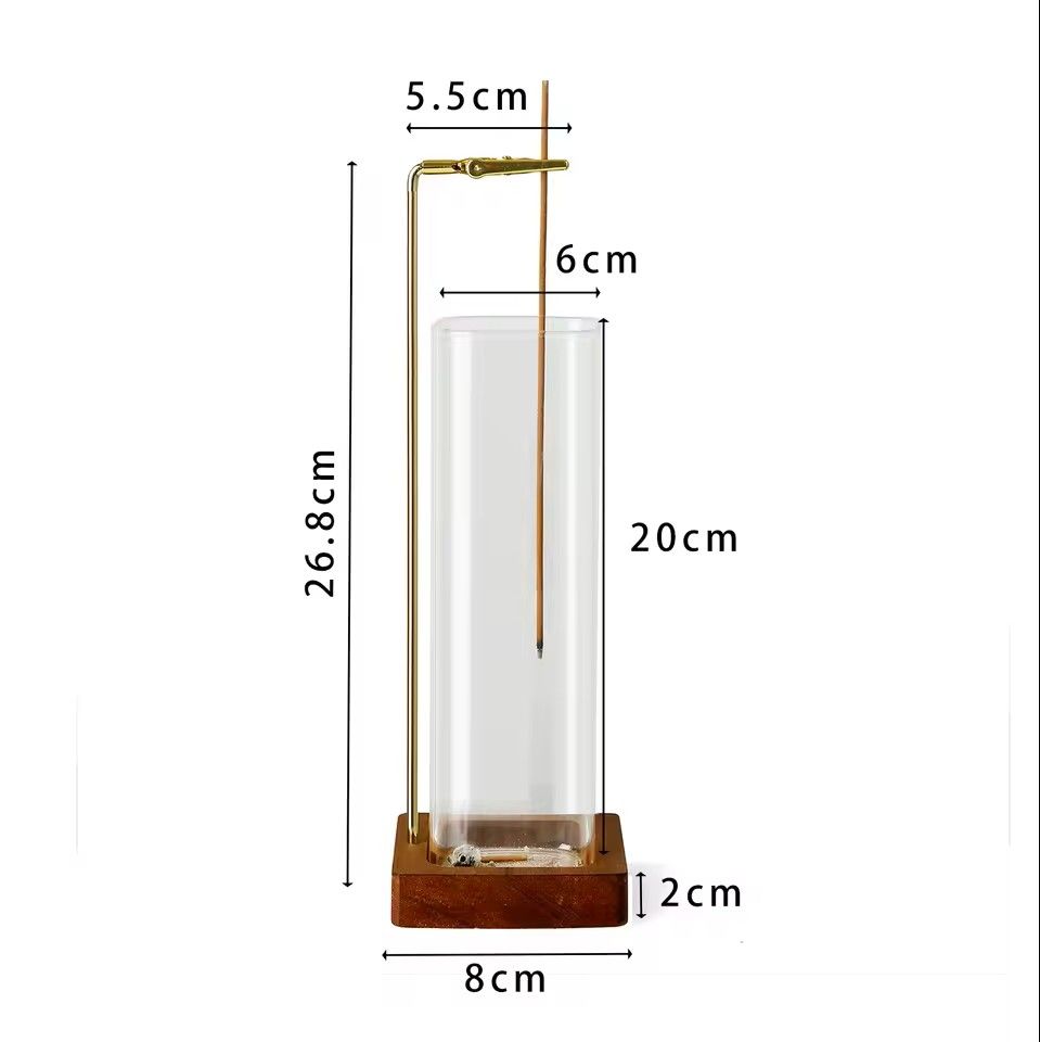 Wooden Incense Holder with Glass Ash Catcher