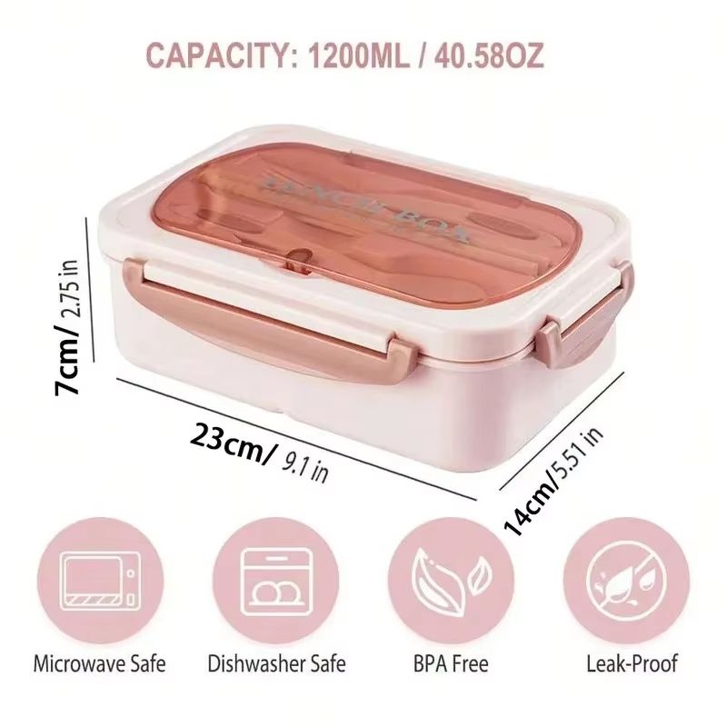 40.58 oz Bento Lunch Box with Utensils and Insulated Bag – 3-Compartment Leak-Proof Meal Prep Solution