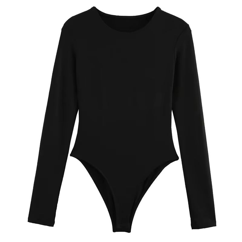 HXAO Sculpt Fit Women's Long Sleeve Spandex Bodysuit with Thong Cut