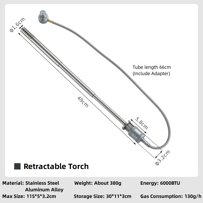 Stainless Steel Camping Torch for Barbecue & Outdoor Fire Starting