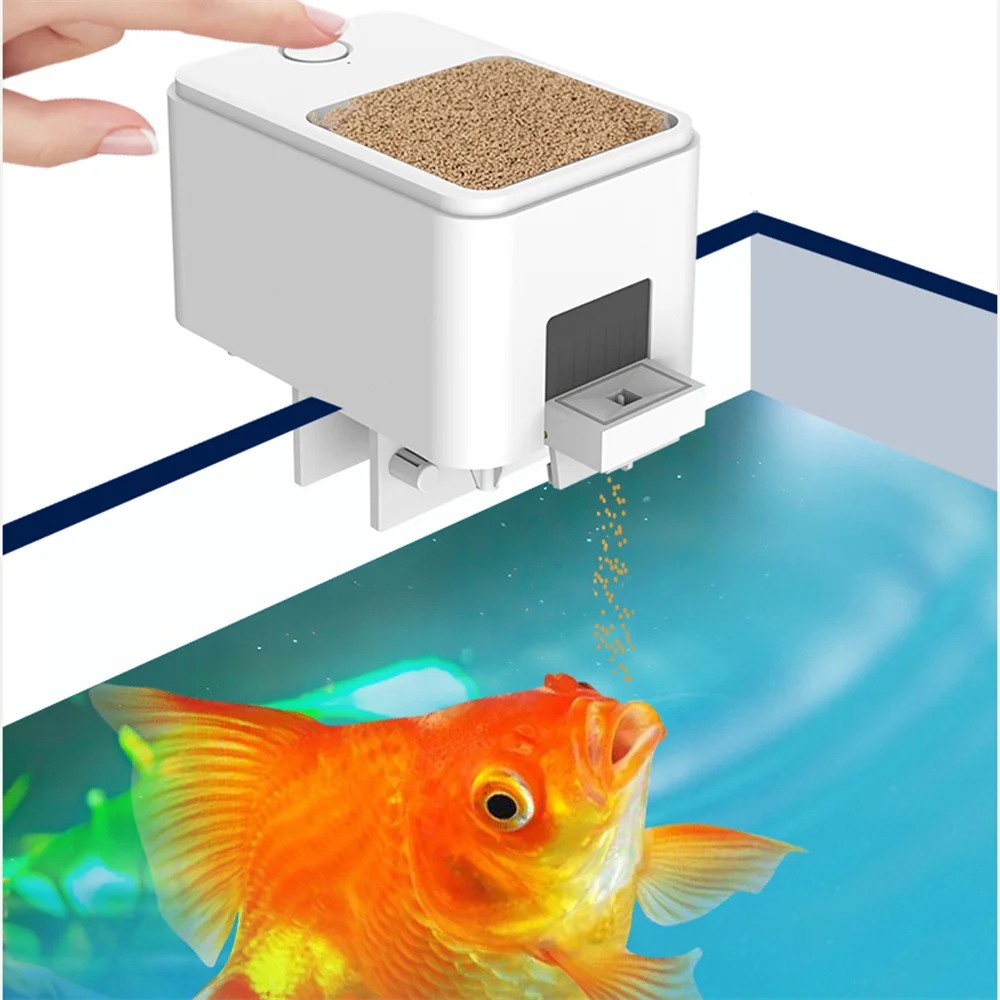Automatic Fish Feeder Controlled Wireless Timer Food Dispenser With Mobile Remote For Aquarium Vacation.