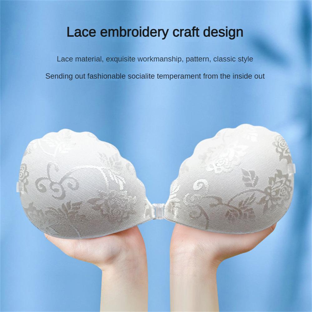 Womens Bra Invisible Push Up Bra, Reusable Silicone Backless Strapless Bra, Seamless Front Closure, Sticky Self-Adhesive