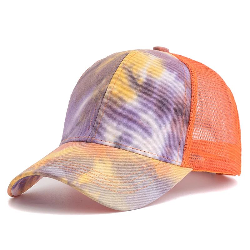 Women Tie Dye Ponytail Trucker Baseball Cap