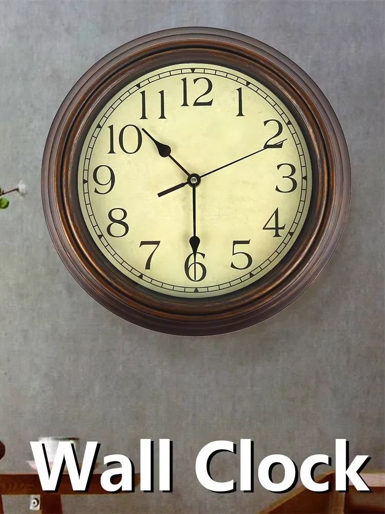 Retro Wall Clock Large Vintage Silent Non Ticking Classic Home Decor