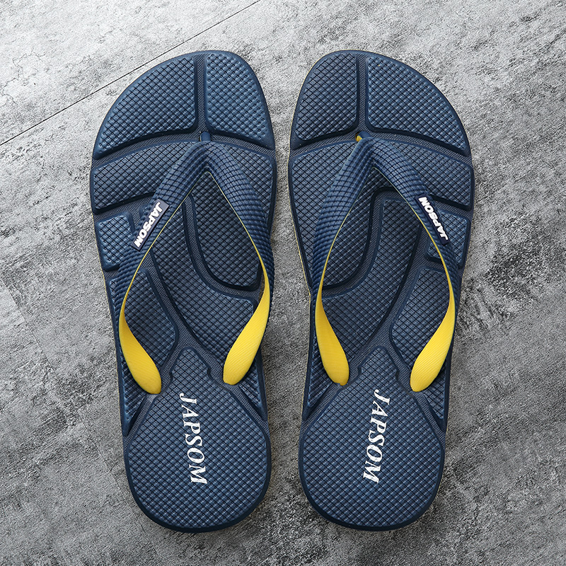 Non-Slip Flat Bathroom Slippers for Men, Summer Hot Selling Blue Flip-Flops, Plus Comfort Massage Men's Slippers