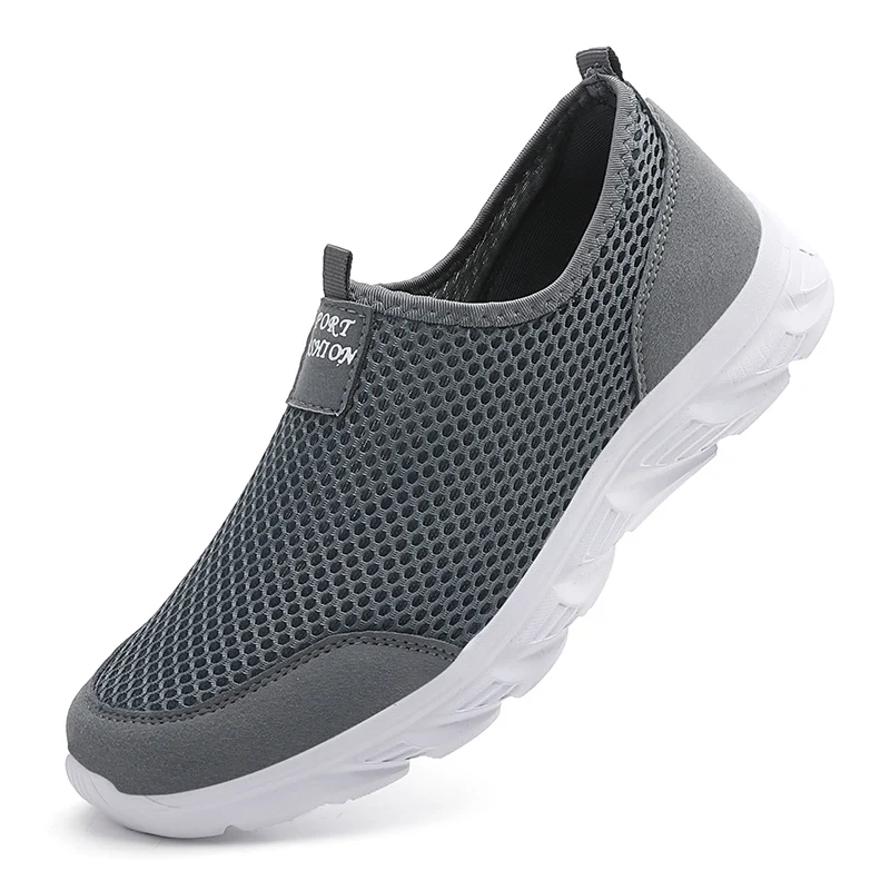 Breathable Mesh Men Running Shoes, Lightweight Summer Sneakers Casual Walking Slip-On Loafers Driving Zapatos Casuales