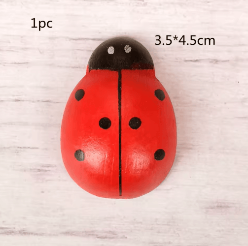Wooden Ladybug Decor – Large Miniature Fairy Garden Ornament for DIY Crafts