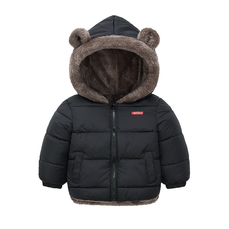 Reversible Baby Winter Coat Cartoon Hooded Plus Velvet, Baby Boys Fleece Jacket, Newborn Outerwear Toddler Girl Parkas