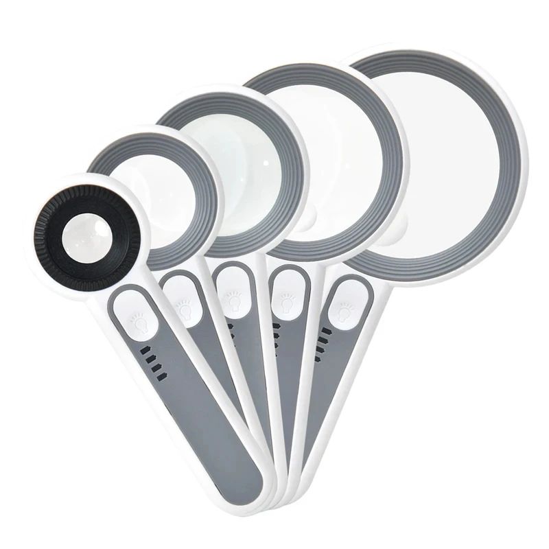 Rechargeable 12X Handheld Magnifier with LED Light - 3 Modes Reading & Inspection Loupe