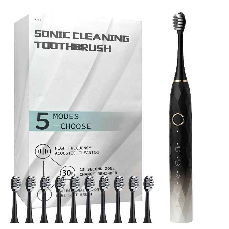 Rotary Electric Toothbrush System | Waterproof Rechargeable Cleaning Suite | Executive 10-Head Dental Sanctuary