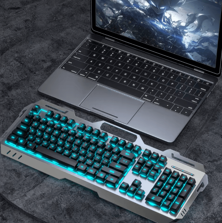 EWEADN GX80Z Gaming Silent Keyboard with All Metal Panel USB Wired Backlight