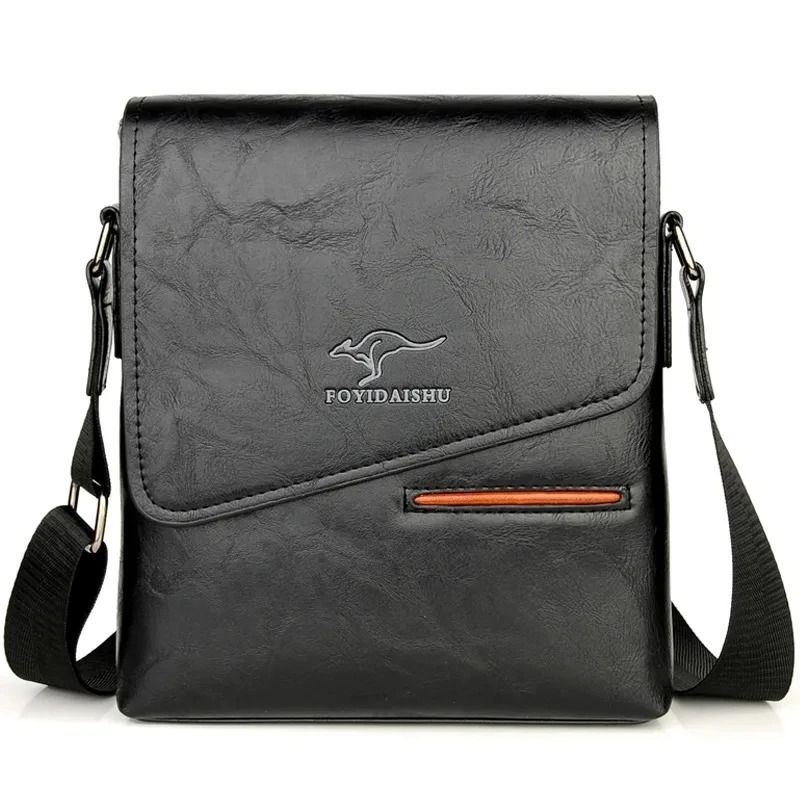 Mens Leather Crossbody Messenger Shoulder Bag