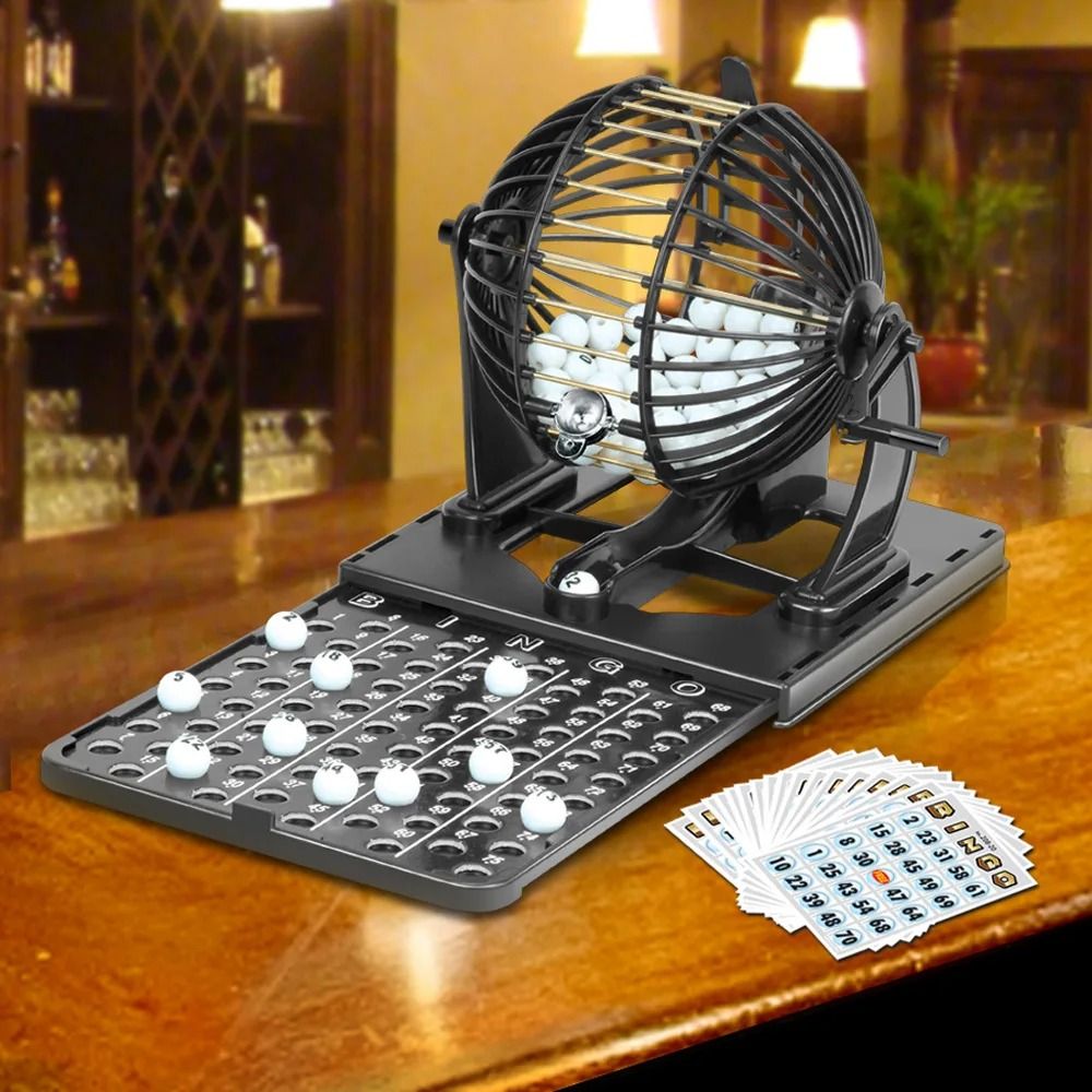 Classic Tabletop Bingo Cage Set – Rotating Lottery Machine for Family & Party Entertainment
