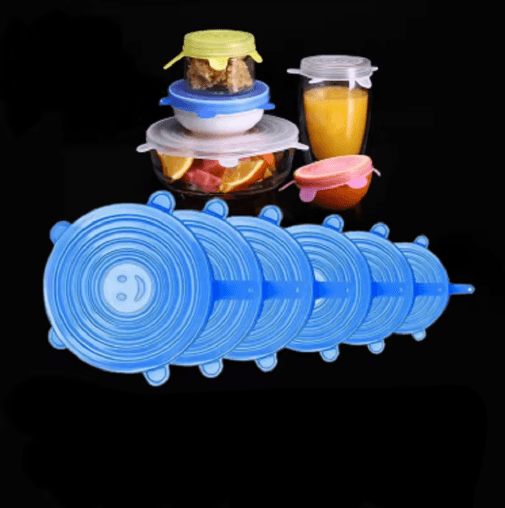 6-Piece Silicone Stretch Lids Reusable Fresh-Keeping Food Bowl Covers