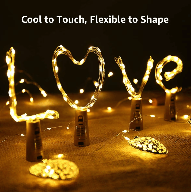 2M LED Wine Bottle Cork Fairy Lights – Holiday Copper Wire String Lights for Christmas & Bar Decor