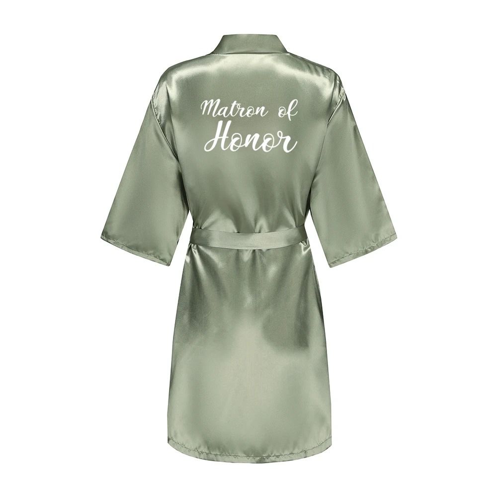 Women's Grass Green Bride and Bridesmaid Satin Robes