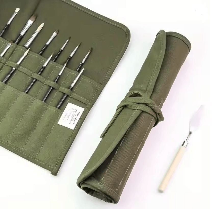 ArtRoll Canvas Brush Storage Bag 22 Slot Roll Up Brush Case