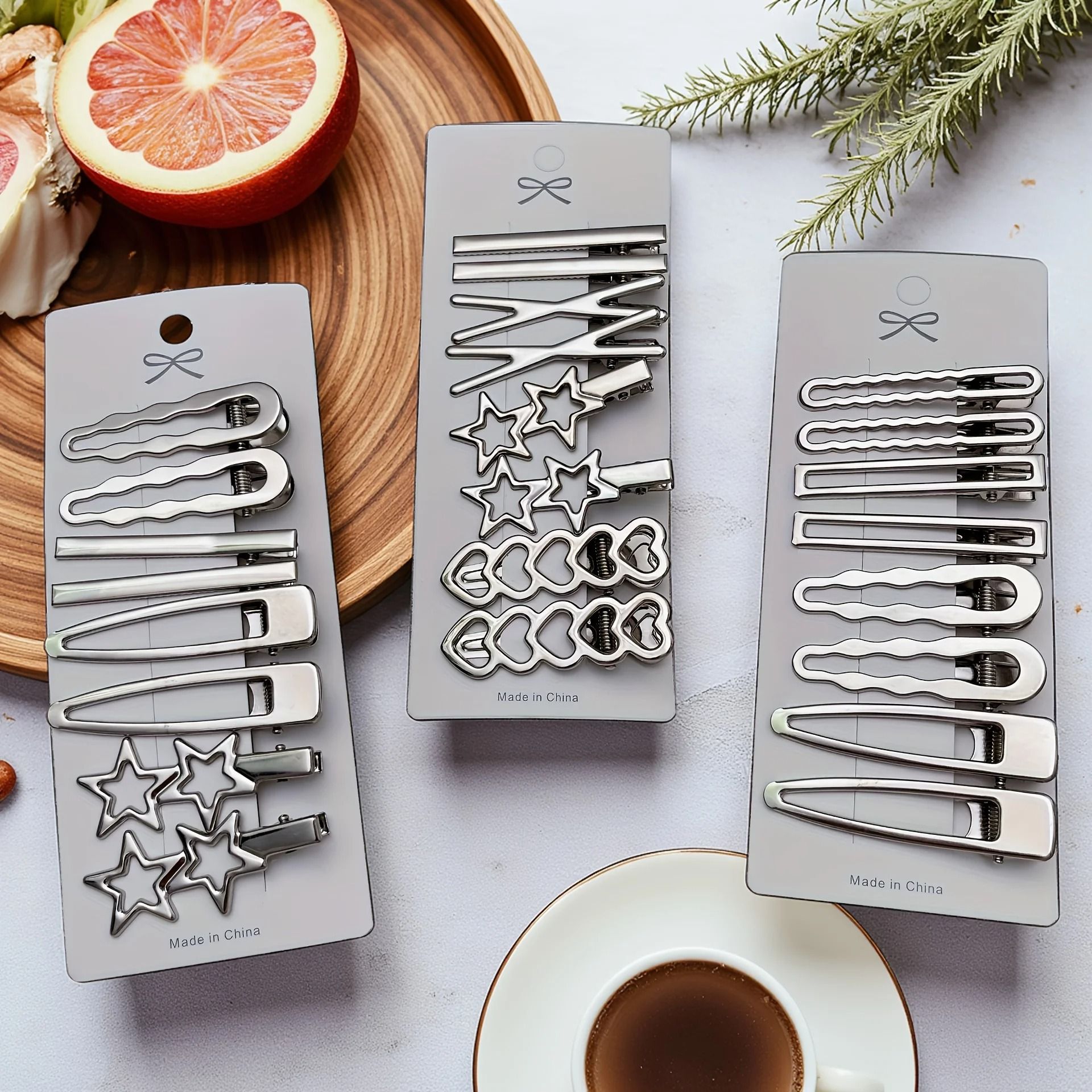 8pcs Elegant Silvery Hair Clips Set