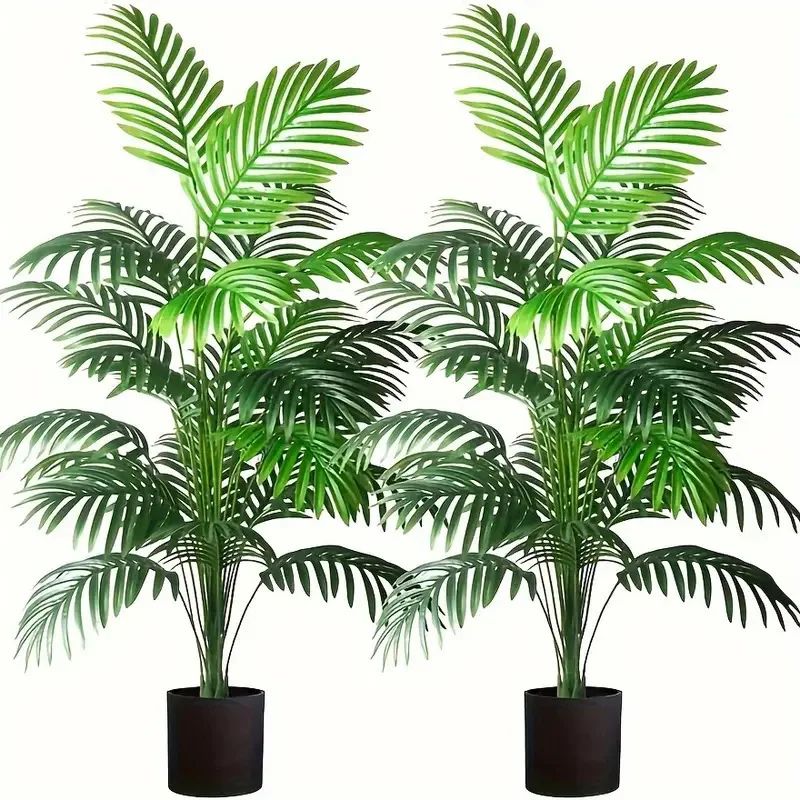 Artificial Areca Palm Plant – Faux Indoor Tree Decor 24 Leaves Fake Plant in Pot for Home & Office Decoration