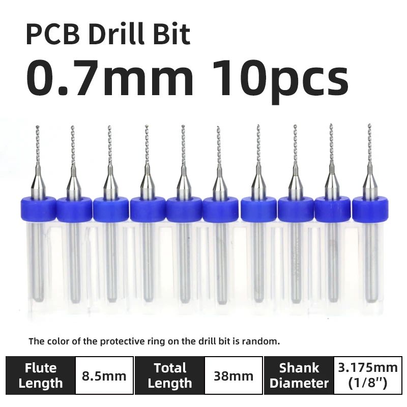 TOOLEYE Carbide PCB Drill Bit Set (10pcs) 1/8 Shank Micro CNC Bits, 0.1–3.175mm