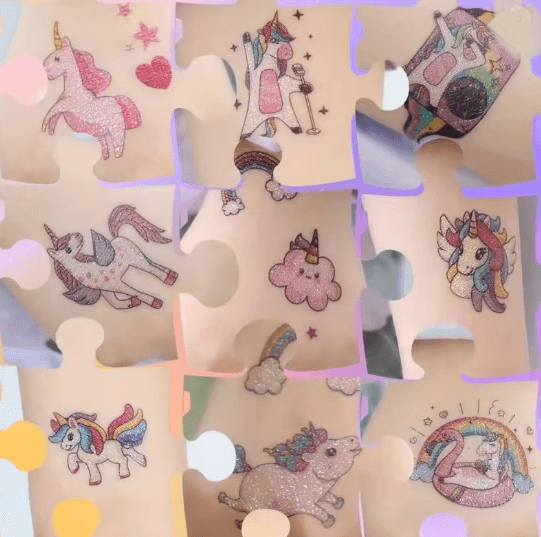 SparkleMagic Unicorn Temporary Tattoo Kit for Kids Parties and Play