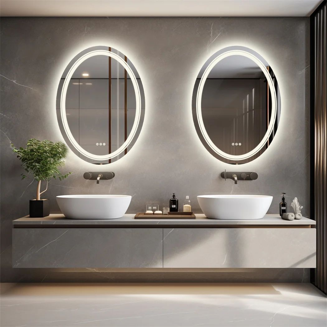 Luvodi Oval LED Bathroom Mirror with Dual Lighting & 3 Color Modes