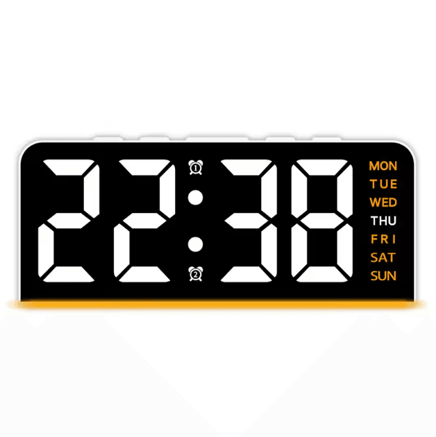 Digital LED Alarm Clock with Dual Alarms & Night Light – Modern Bedside Desk Clock with Date Display