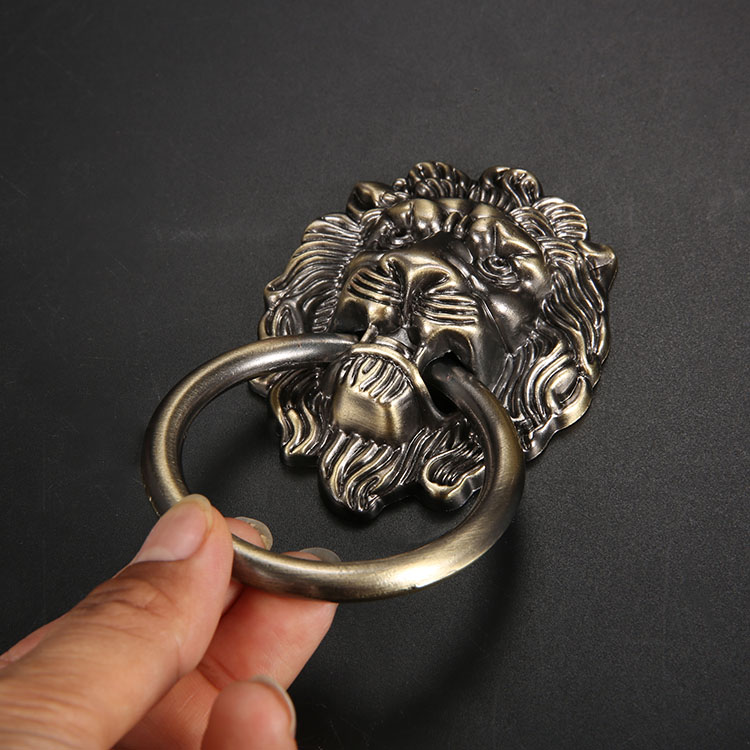 Vintage Lion Head Ring Pull Antique Bronze Cabinet Handle