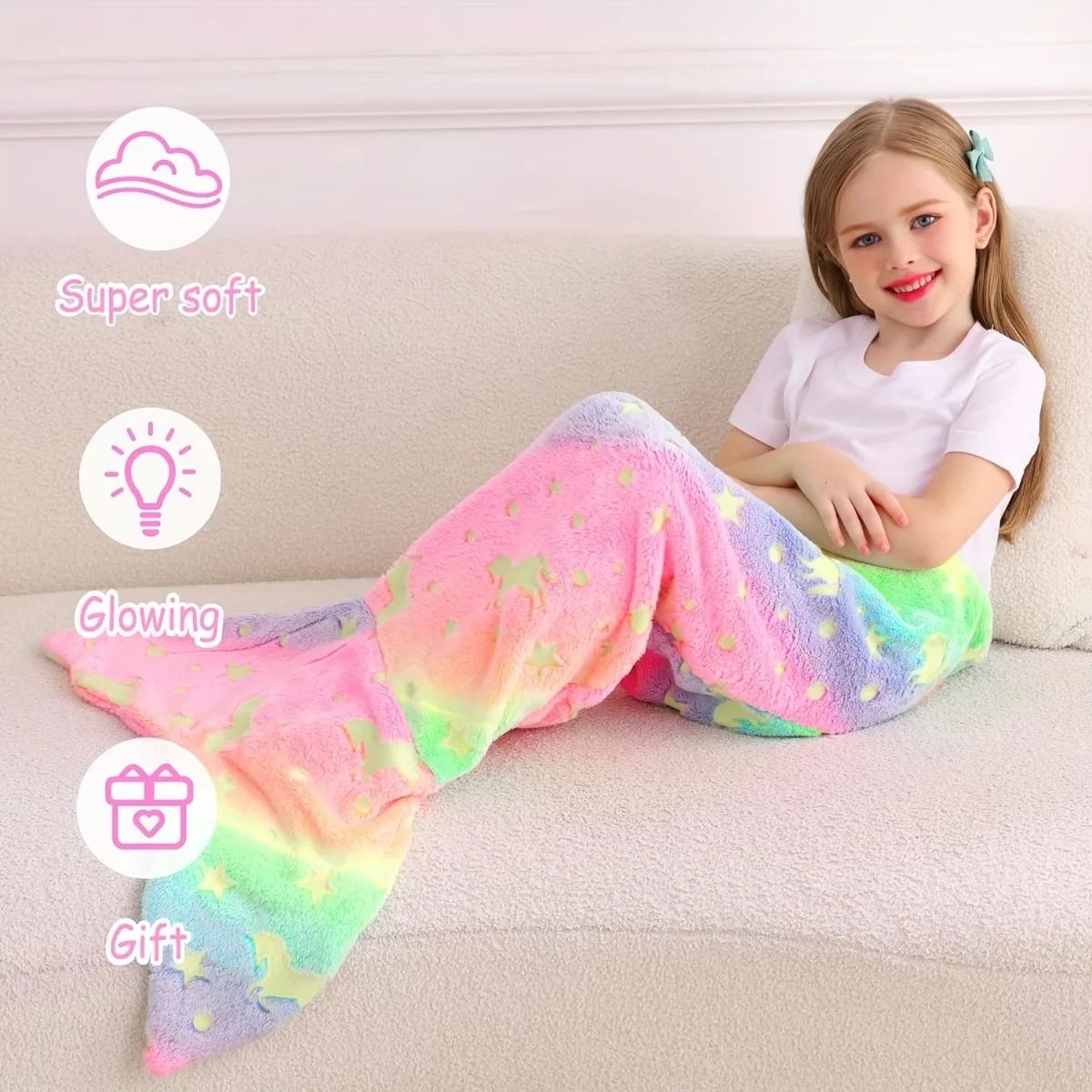 Glow-in-the-Dark Mermaid Tail Blanket