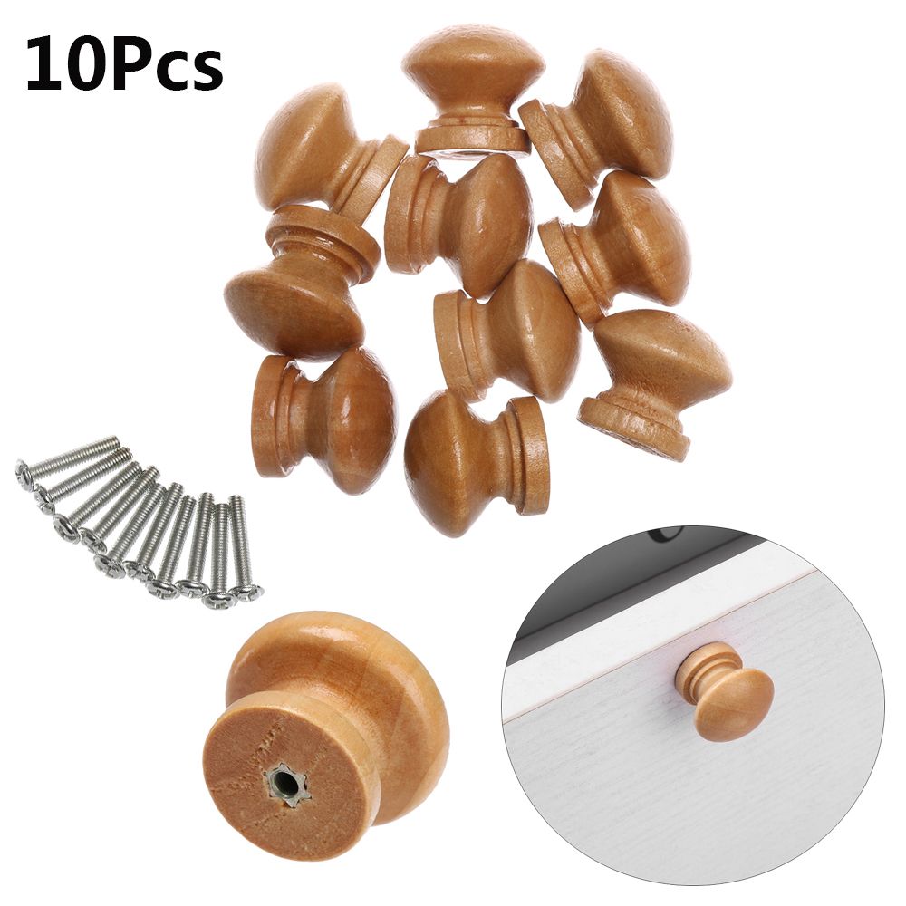 Wooden Cabinet Knobs Natural Round Drawer and Wardrobe Pull Handles