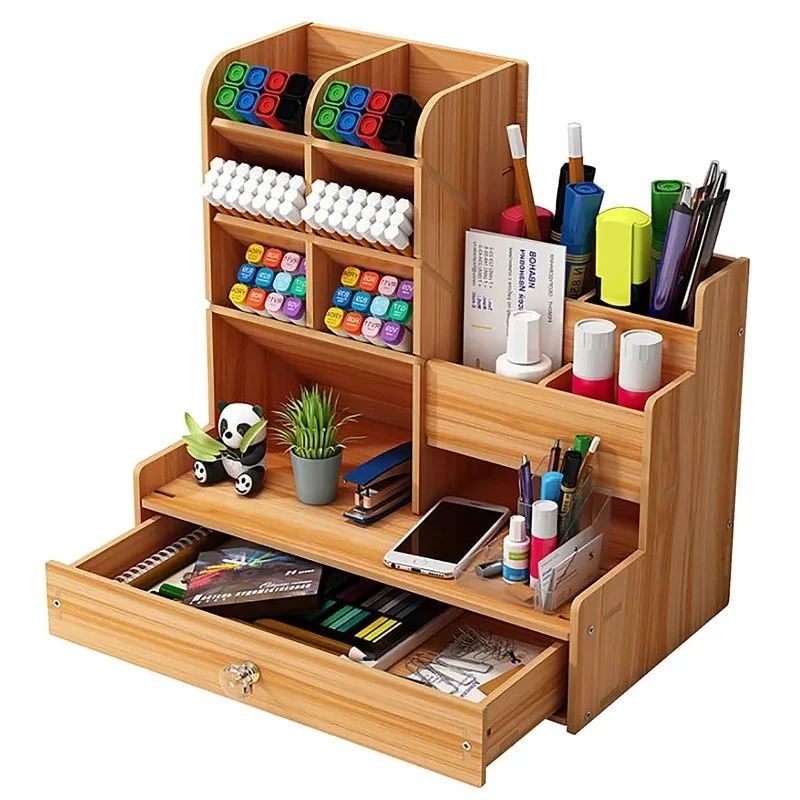 Wooden Desktop Organizer with Drawer