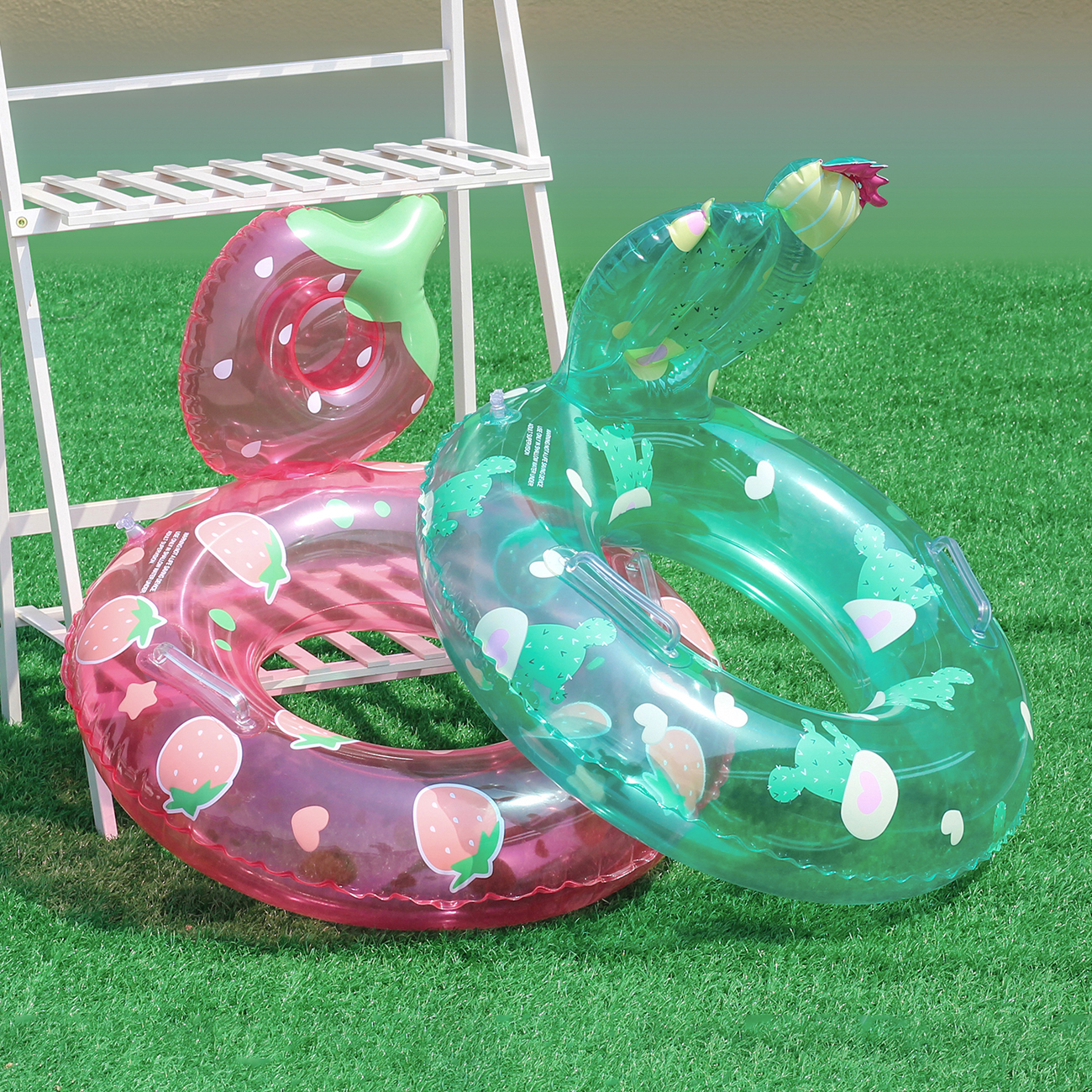 Fruit Pool Float with Handles Adult Inflatable Swim Ring for Summer Pool Parties