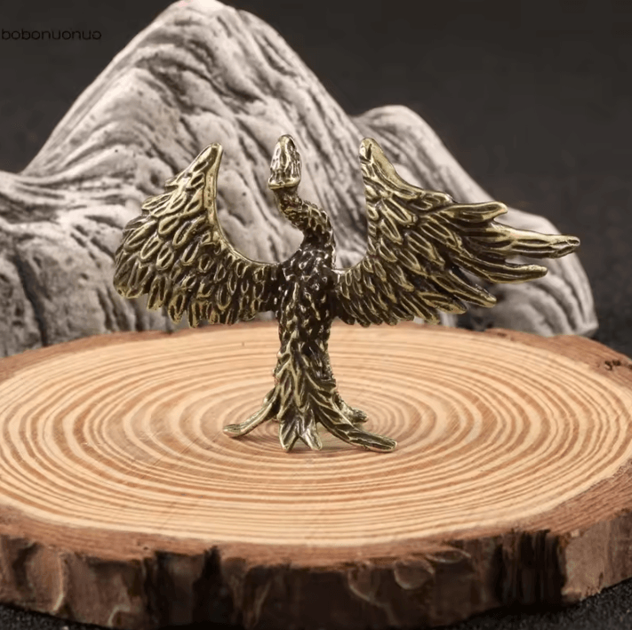 Solid Brass Flame Phoenix Statue – Feng Shui Prosperity Desk Ornament